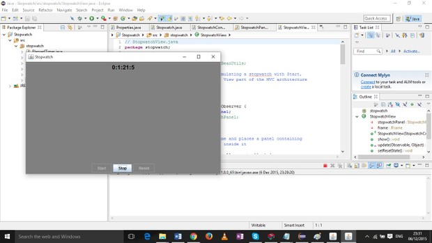 MIS 301 Stopwatch Program using Java constructs found in Lewis/Loftus,