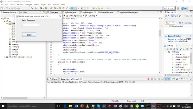 user interface to simulate a shopping program