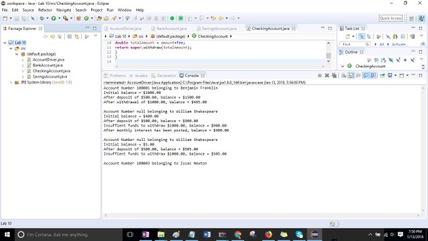 Chapter 10 Lab More Classes and Objects Solution