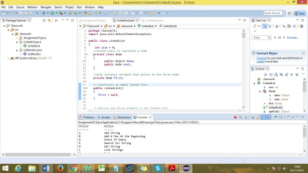 linkedlist, list iterator