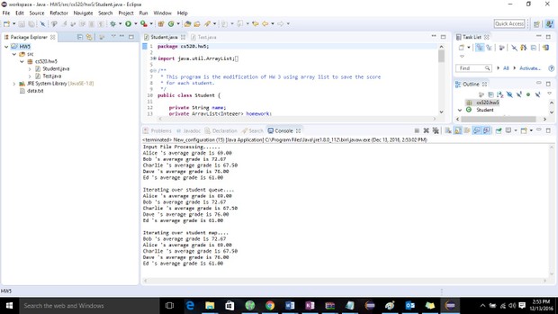 Create a package named cs520.hw5 Solution
