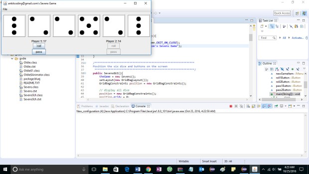Project 3 Sevens: A Dice Game solution
