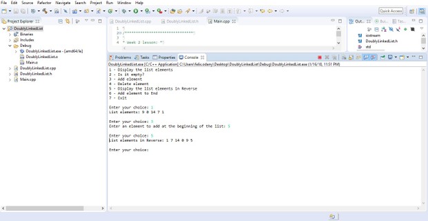 Implementing a Doubly Linked List