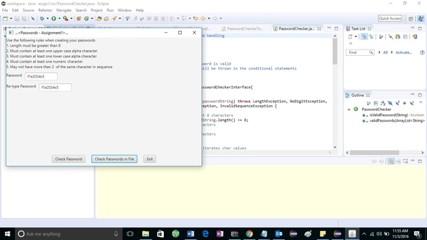 Assignment 1 application that will check for valid passwords