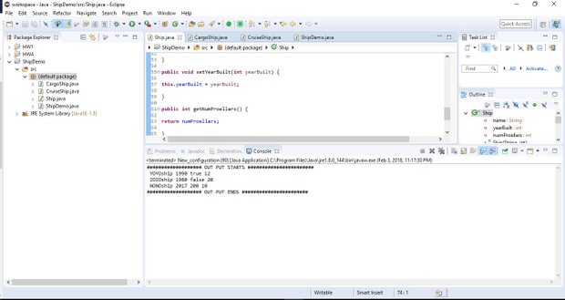 ShipDemo.java Solution