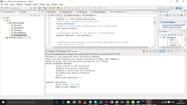 A program that allows a person to manage their movie collection -SOLUTION