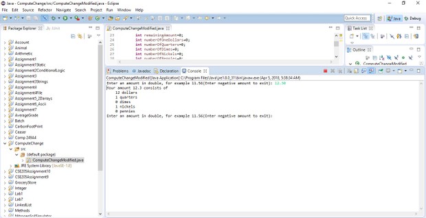 ComputeChange Modified program Solution