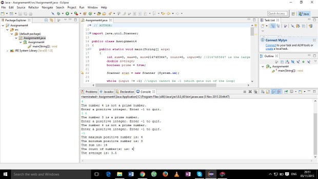 program that reads in a sequence of positive integers until a user enters -1 to quit