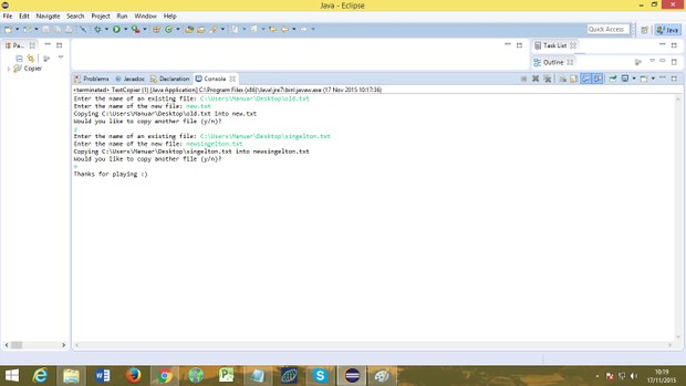 Write a program that will make a copy of a text file, line by line.