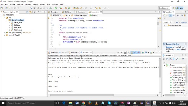 Adventure Game PART A and B Complete Solution