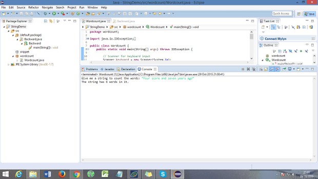 Create a New Project named StringDemo