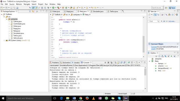a program simulating the operation of toll booths on a highway