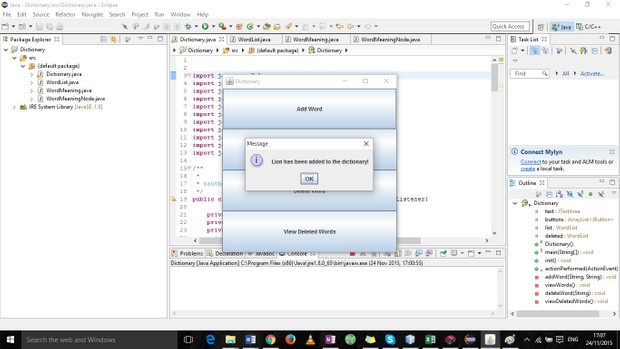 a menu driven program that either accepts words and their meanings