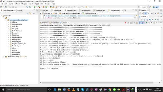 Application that allows to run a mediateca (media Library)