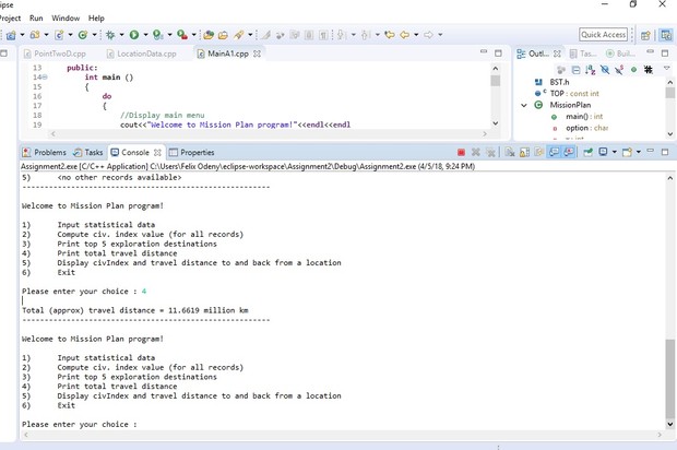 Assignment 1 Mission Plan program Solution + Report