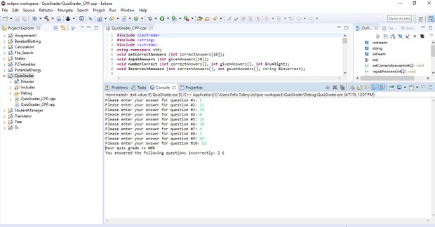 Program that grades an online math quiz + Flowchart Solution