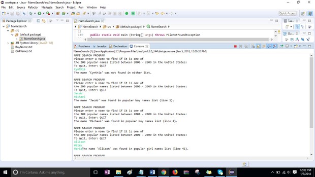 Module 07 Post-Assessment Part 2 Name Search Solution in Java