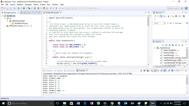 program to calculate students average test scores and their grades solution
