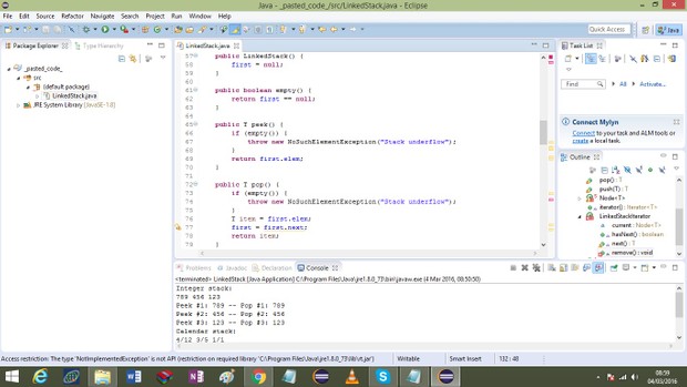 LinkedStack generic class