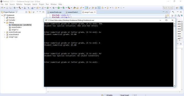 C++ program to assess individual student grades