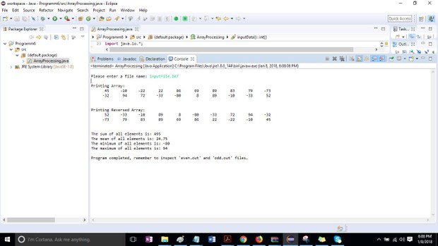 Program 6 -ArrayProcessing Solution