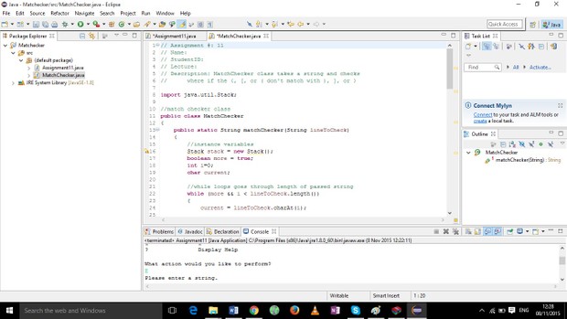 MatchChecker class takes a string