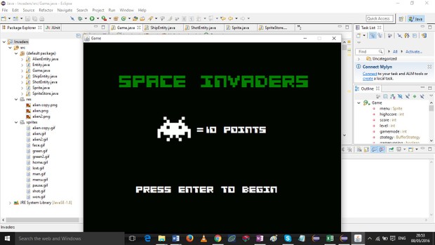 a space invader type game