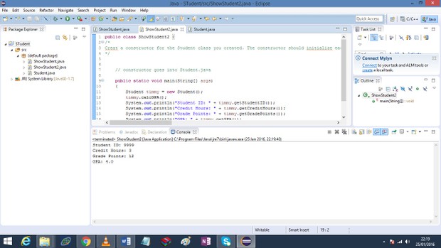 Write a Java class named Student.