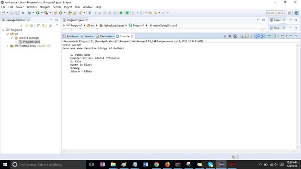 Program 1 - Hello world