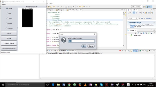 swing component to draw shapes based on the x-y location coordinates on the users screen.