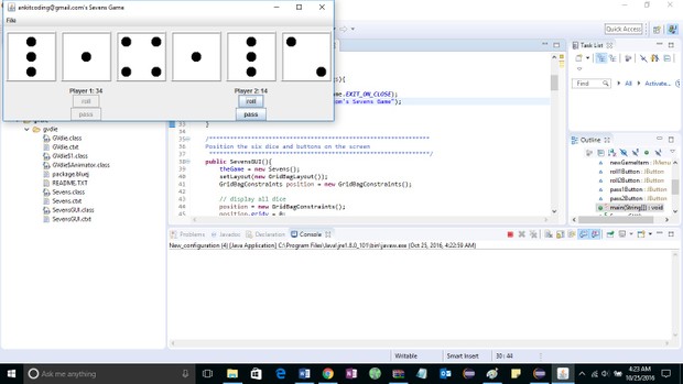 Project 3 Sevens: A Dice Game solution