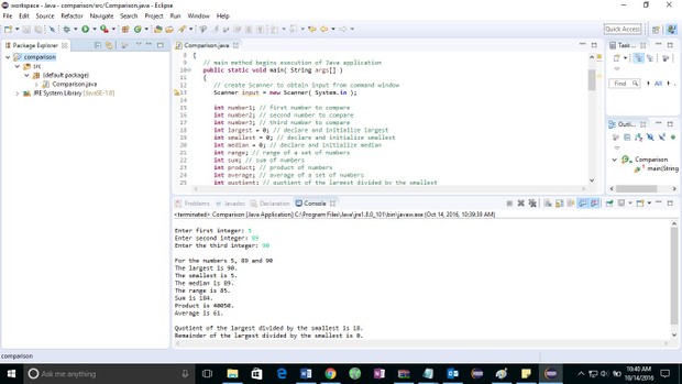 A1 Solved Java application that inputs three integers