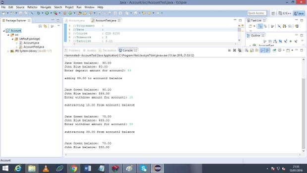 Description : Modify Account Class: Figure 3.8 & 3.9