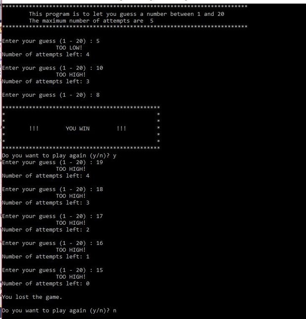 LAB 4 - Guessing Game Solution