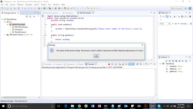 Class named Horse Solution