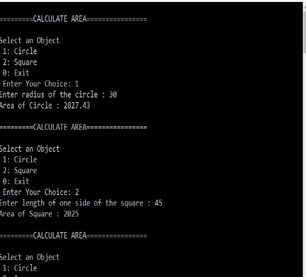Add a new Shape base class to the area calculation program Solution