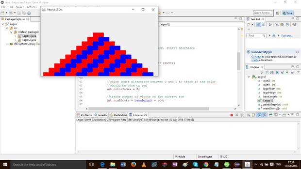 Write a class named Legos1 extending the JFrame
