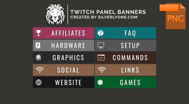 All Color Twitch Panel Banners