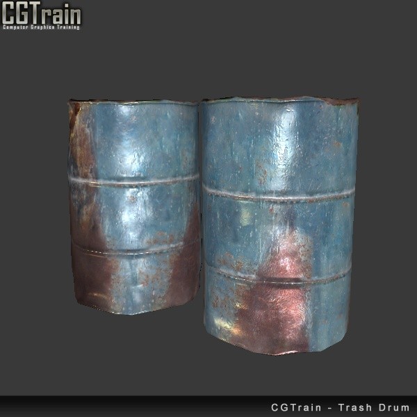 Old damaged trash drum