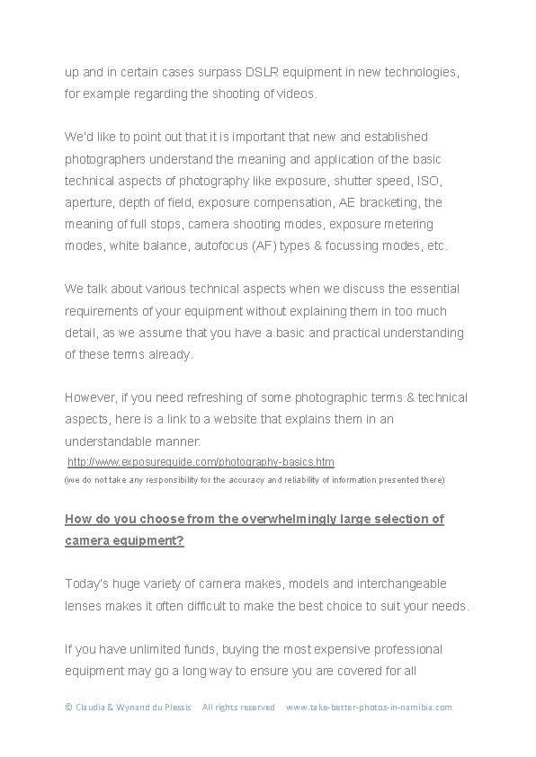 The essential requirements of camera equipment for wildlife & landscape photography in Africa