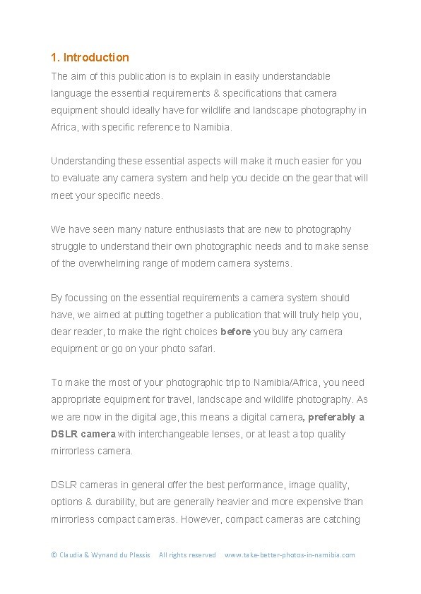 The essential requirements of camera equipment for wildlife & landscape photography in Africa
