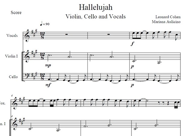 Hallelujah - Leonard Cohen - String Duet (With vocals)