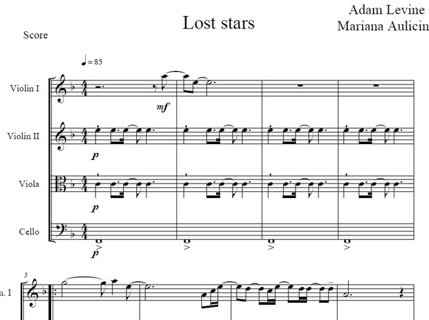 Lost Stars - Adam Levine - String quartet