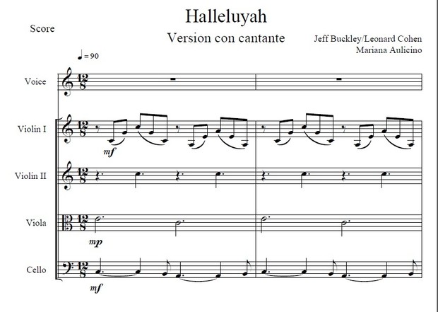 Halleluyah (w/voice) - Leonard Cohen - String Quartet