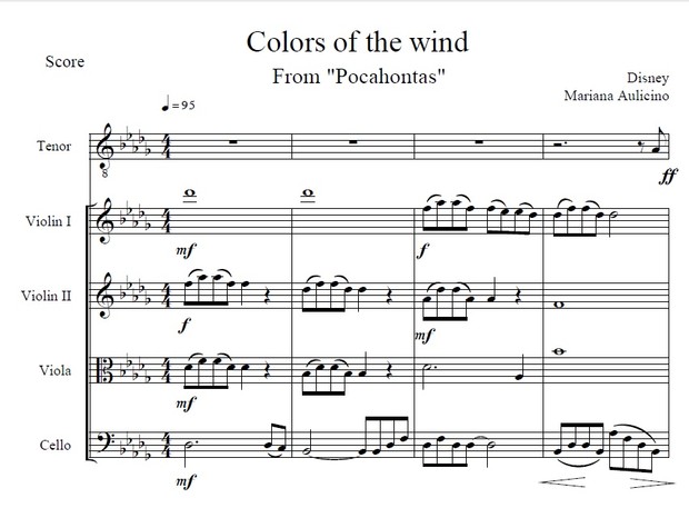 Colors of the wind - Pocahontas (Disney) String quartet + vocals