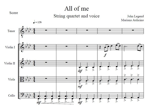 All of me - John Legend - String Quartet + Vocals