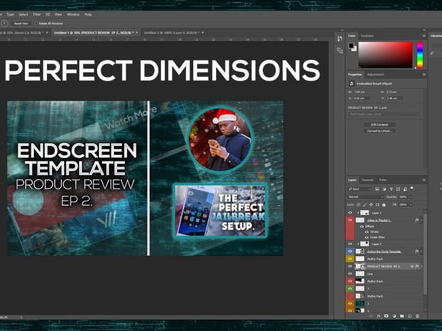 New YouTube End Screen Photoshop Template v 1.0 (.psd file instant download)