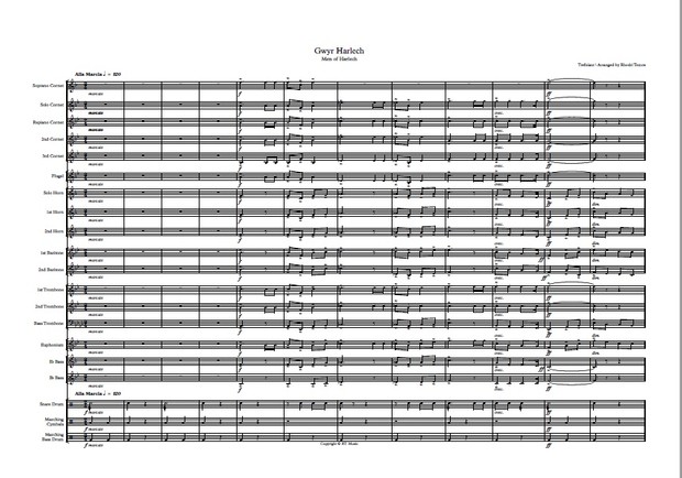 Brass band: Men of Harlech / Gwyr Harlech easy arrangement.