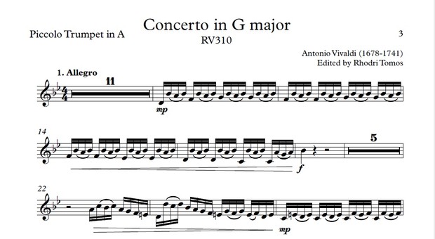 Vivaldi RV310 Concerto in G major. Play along accompaniment mp3 & solo sheet music pdf