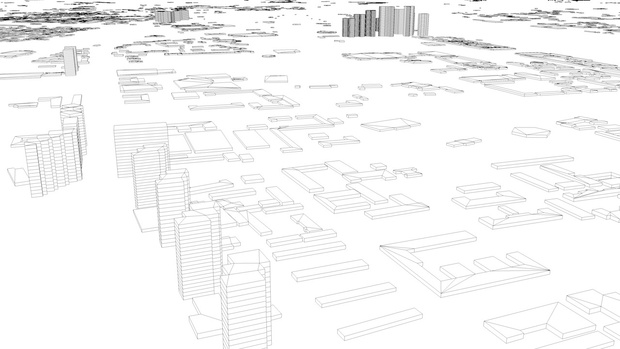 Pyongyang Downtown Area Streets and Buildings Architectural 3D Model